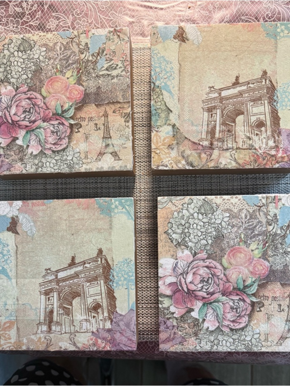 Floral Paris Canvas box Set - Pink, Cream & Blue